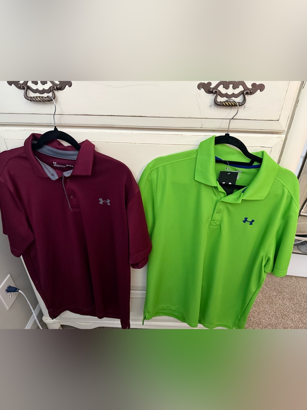 Under Armour Men’s Polo Pair - Maroon and Bright Green